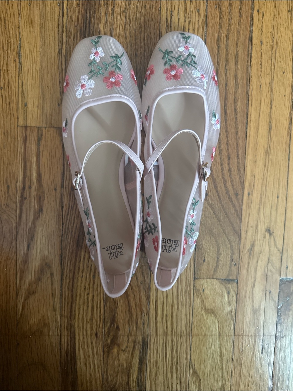 wild fable Pink Floral Embroidered Mary Jane Flats